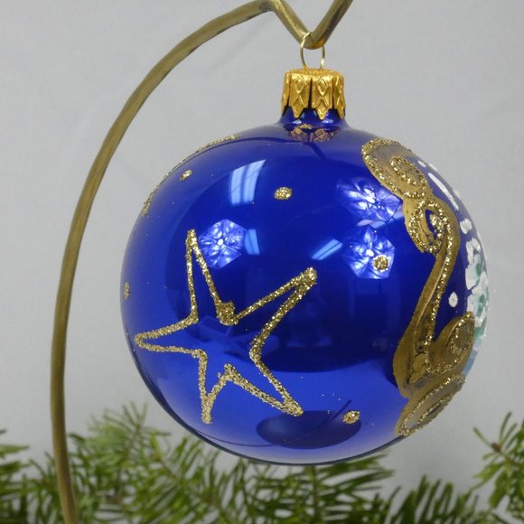 Winter Village Hand Decorated Christmas Ornament 3" Blown Glass Ball**SET OF 6** - Picture 3 of 5